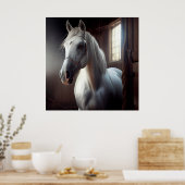 Poster horse white (Keuken)