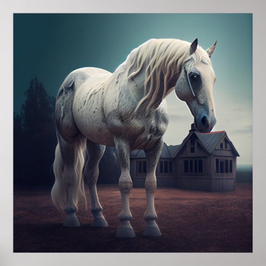 Poster horse white (Voorkant)