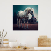Poster horse white (Keuken)