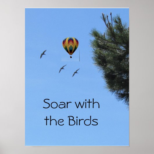 Poster - Hot Air Ballon en vogels (Voorkant)