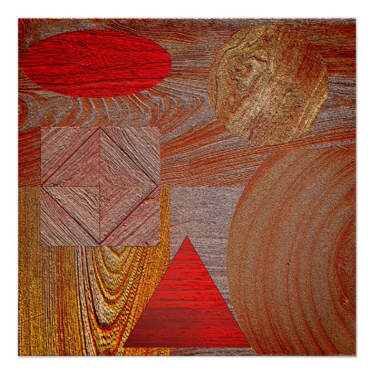 Poster Hout - gestructureerde geometrische vormen (Voorkant)