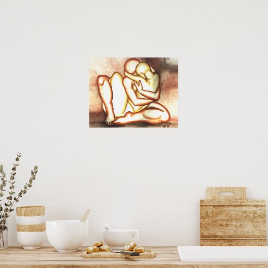 Poster Hugs Loving Embrace Print Figuur Tekening (Keuken)