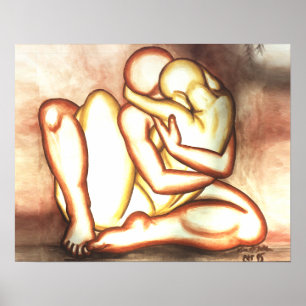 Poster Hugs Loving Embrace Print Figuur Tekening