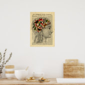 Poster Human Head Brain Butterflies over de krant (Keuken)