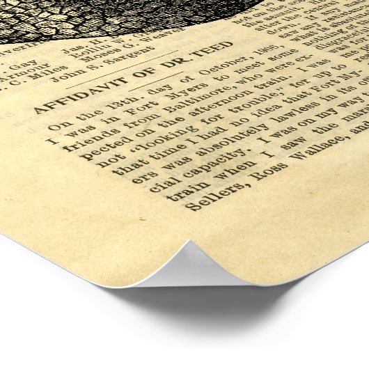 Poster Human Lungs Antiek Anatomie op krant (Hoek)