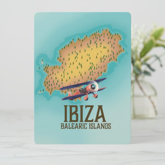 Poster Ibiza Balearic Islands map (Staand voorkant)