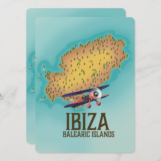 Poster Ibiza Balearic Islands map (Voorkant / Achterkant)