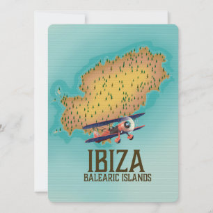 Poster Ibiza Balearic Islands map