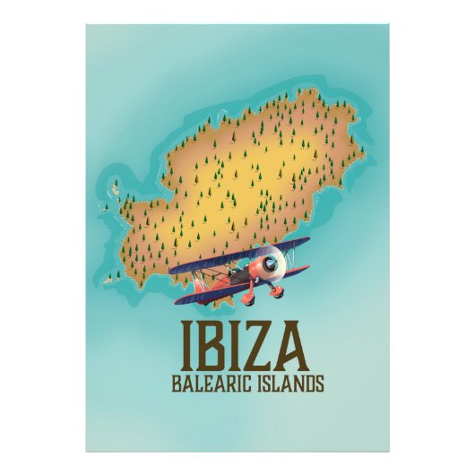 Poster Ibiza Balearic Islands map (Voorkant)