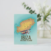 Poster Ibiza Balearic Islands map Briefkaart (Staand voorkant)
