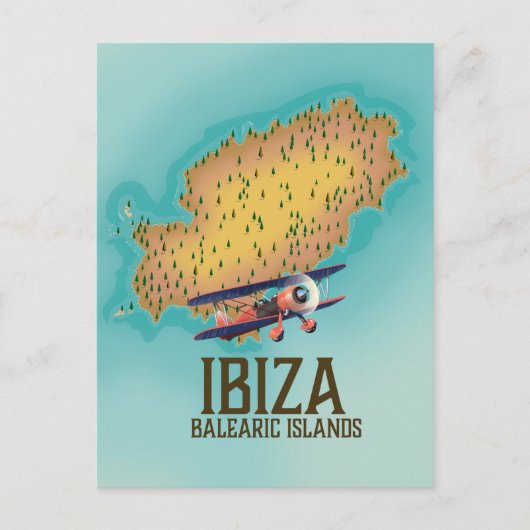 Poster Ibiza Balearic Islands map Briefkaart (Voorkant)