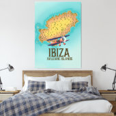 Poster Ibiza Balearic Islands map Canvas Afdruk (Insitu (Slaapkamer))