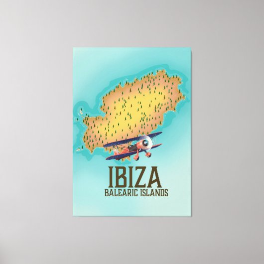 Poster Ibiza Balearic Islands map Canvas Afdruk (Voorkant)