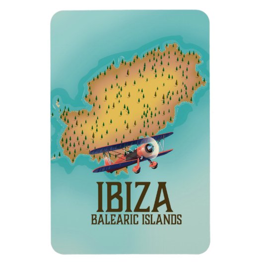 Poster Ibiza Balearic Islands map Magneet (Verticaal)