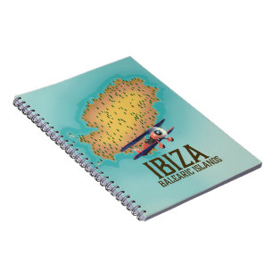Poster Ibiza Balearic Islands map Notitieboek