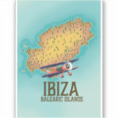 Poster Ibiza Balearic Islands map Sticker (Voorkant)