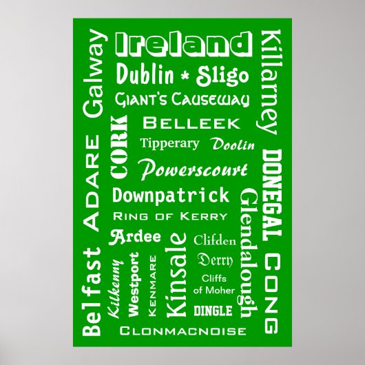 Poster Ierland Towns & Places (Voorkant)