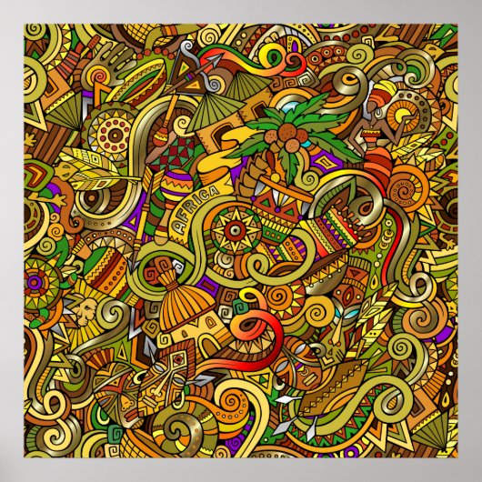 Poster Illustratie Afrika (Voorkant)