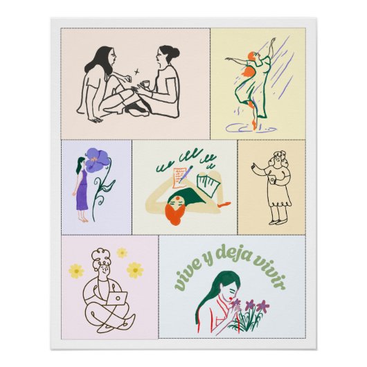 Poster ilustrado vida libre bienestar calma (Voorkant)