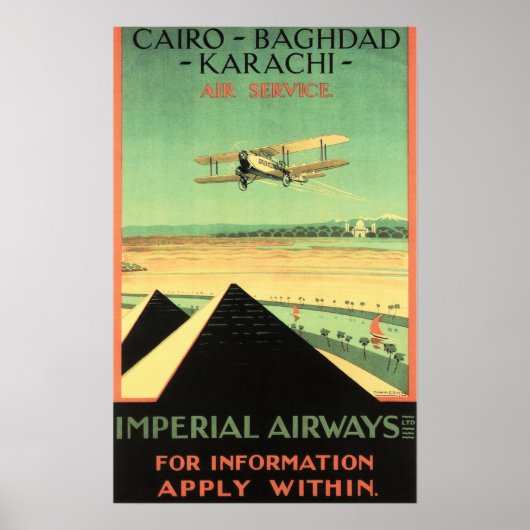 POSTER "IMPERIAL AIRWAYS Air Service Retro Airline (Voorkant)