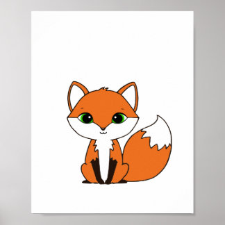Poster in Chibi-Stijl met Vos