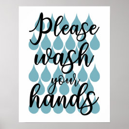 Poster in de badkamer. Was uw handen alstublieft
