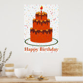 Poster in de herfst Happy Birthday (Keuken)