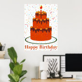 Poster in de herfst Happy Birthday (Thuiskantoor)