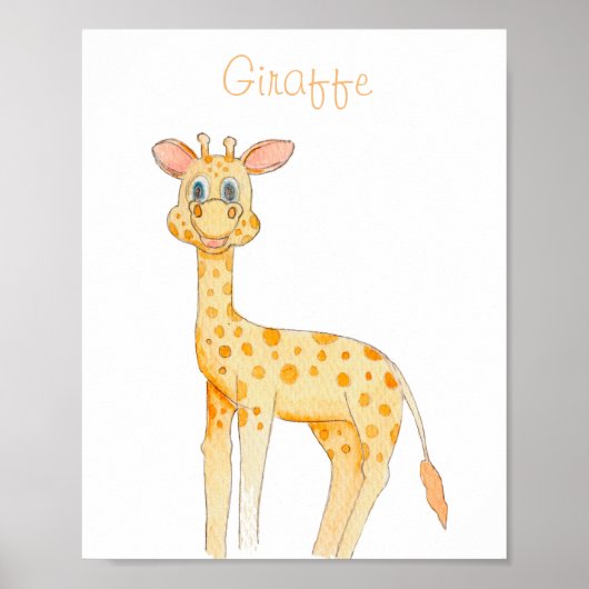 Póster INFANTIL JIRAFA acuarela para cuarto niños Poster (Voorkant)