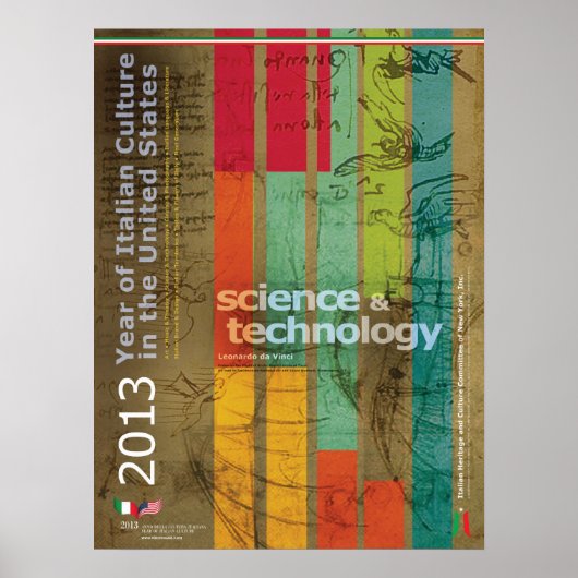 Poster inzake vogelvlucht Leonardo da Vinci Codex (Voorkant)