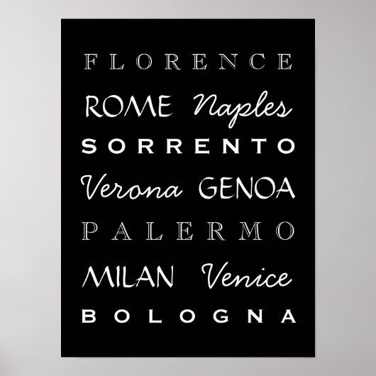 Poster Italiaanse steden Typografie (Voorkant)