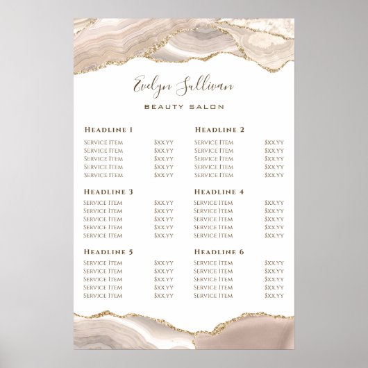 Poster Ivory Gold Agate-prijslijst (Voorkant)