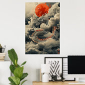 Poster Japanese Dragon Ukiyo-e – Mythical Power Po (Thuiskantoor)