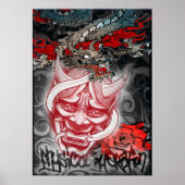 Poster Japans masker en draak (Voorkant)