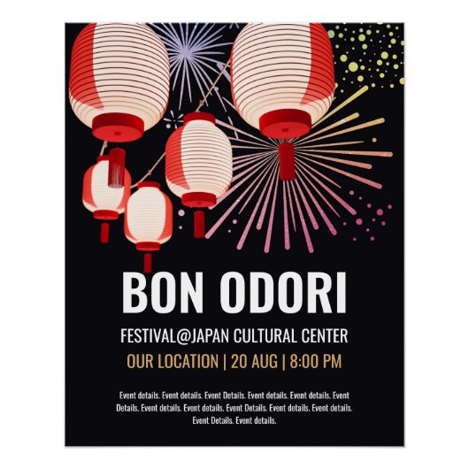 Poster Japanse Bon Odori Event -  (Voorkant)