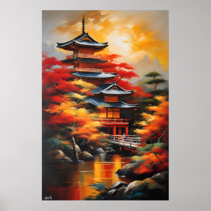 Poster Japanse cultuur Olieverfstijl