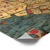 Poster Japanse kaart van de baai van Tokio, Edo Pe (Hoek)