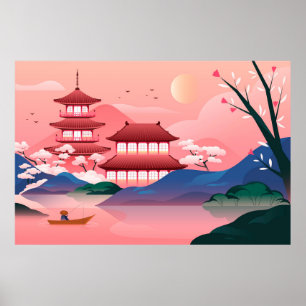 Poster Japanse tempel