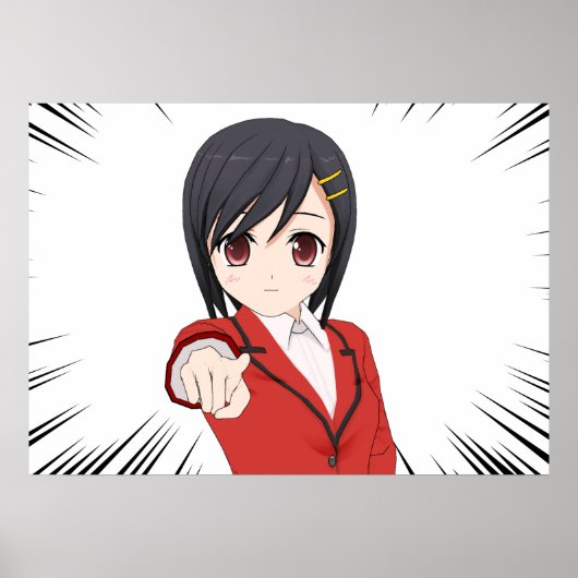 Poster jeune fille manga cheveux court (Voorkant)