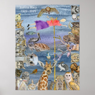 Poster: Joanna vliegt tussen de dieren Poster