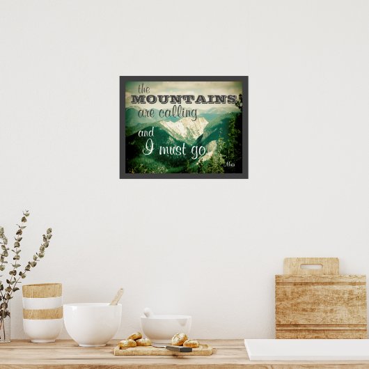 poster John Muir citeert de bergen: (Keuken)