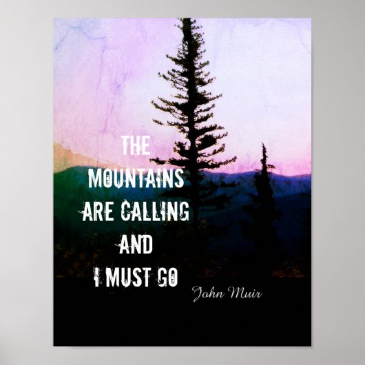 poster John Muir citeert de bergen: (Voorkant)