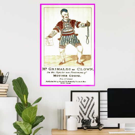 Poster - Joseph 'Joey' Grimaldi Jnr, als 'clown' (Thuiskantoor)