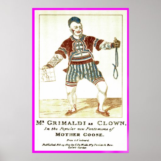 Poster - Joseph 'Joey' Grimaldi Jnr, als 'clown' (Voorkant)