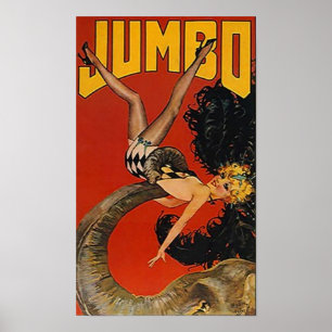 POSTER JUMBO DE GANGERLIJKE ELEPHANT EN LADY!