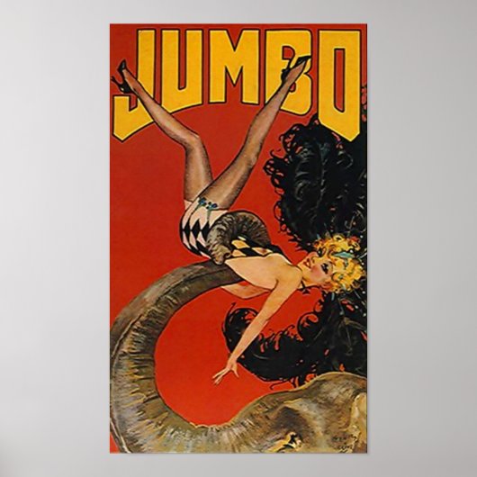 POSTER JUMBO DE GANGERLIJKE ELEPHANT EN LADY! (Voorkant)