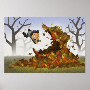 poster "Jumping into Leaves"