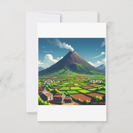 Poster Kaapverdië - Vulkaan en tropische landschap (Voorkant)