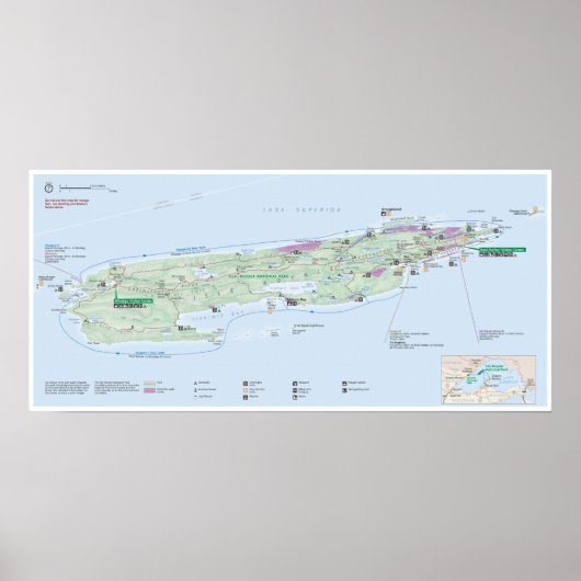 Poster kaart Isle Royale (Michigan) (Voorkant)