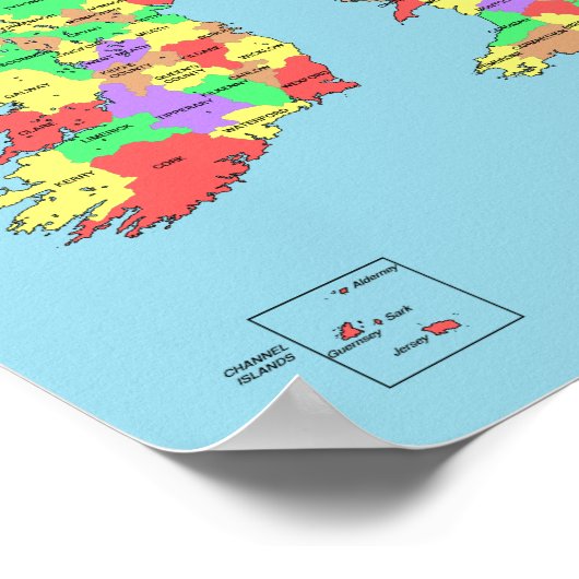 Poster - Kaart van de graafschappen in Groot-Britt (Hoek)